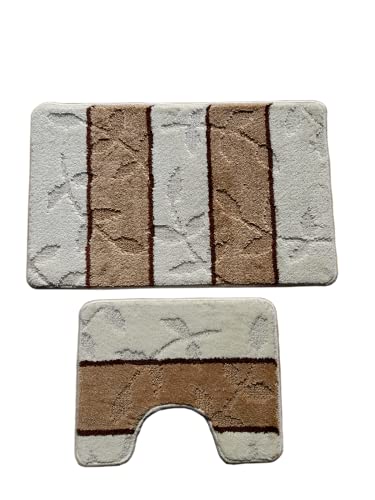 oKu-Tex Design Badematte Antirutsch Set 2 Teilig, rutschfest & waschbar, Badvorleger 60 x 100 cm für das Badezimmer, WC… – Bild 3