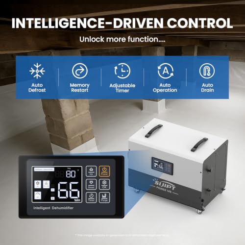 Image of 145 Pints Commercial Crawl Space Dehumidifier for Basement w /Pump & Drain