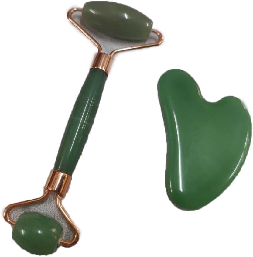 Jade Roller And Gua Sha Set | Jade Roller Facial Massager For Face Massager | Anti-Aging Tool To Reduce Wrinkles Fine Lines For Face Eye Neck Body For Unisex By AGATE HUB
