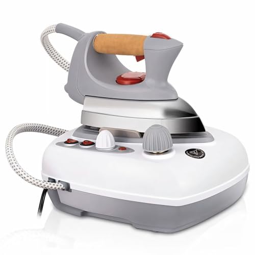 Professional Steam Iron Station with 30cm Height Base, Adjustable Temperature Control (90-248°C) and Steam Function, Cork Handle Design for Home Use