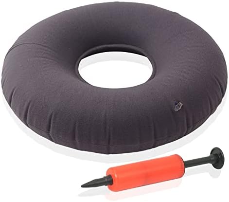 Dr. Frederick’s Original Donut Pillow – 18″ Inflatable Donut Cushion for Tailbone Pain Relief – Donut Pillow Seat Cushion for Hemorrhoids, Bed Sores, Prostatitis – Gray
