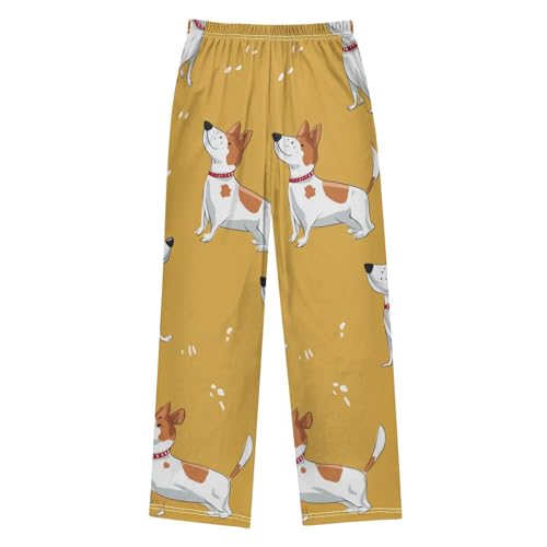 Jack Russell Dog Woof Boys Long Pants Soft Trousers Elastic Waist Kids Lounge Bottoms with Pockets S-XL2