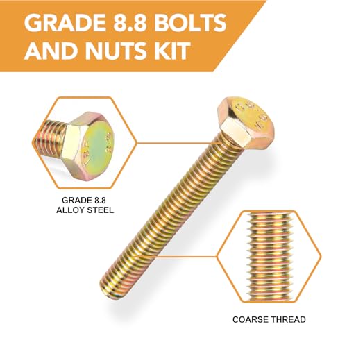 Image of VIGRUE 1045PCS Grade 8.8 Metric Bolts and Nuts Assortment, M4 M5 M6 M8 M10 Bolt Assortment, Heavy Duty Zinc Plated, Length from 12mm - 30mm
