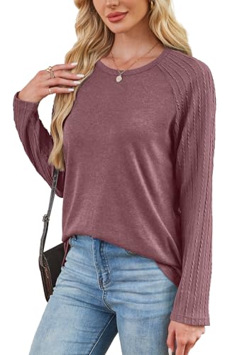 Image of OFEEFAN Long Sleeve Shirts for Womens Fall Fashion 2026 Crewneck Oversized Sweatshirt Tunic Tops to Wear with Leggings