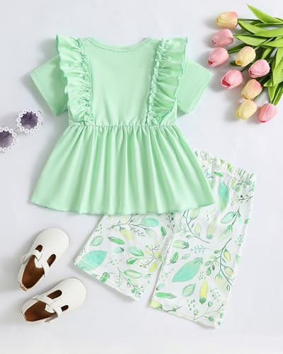 Image of Weebaby Toddler Girl Clothes Baby Summer Outfits Sleeveless Halter Top Ruffle Short Set Cute Kids Clothes Girls