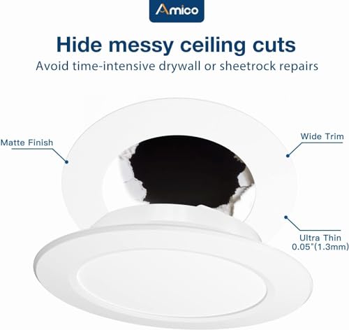 image for Amico 24 Pack Goof Rings for 6 Inch Recessed Lights, Can Light Trim Ri