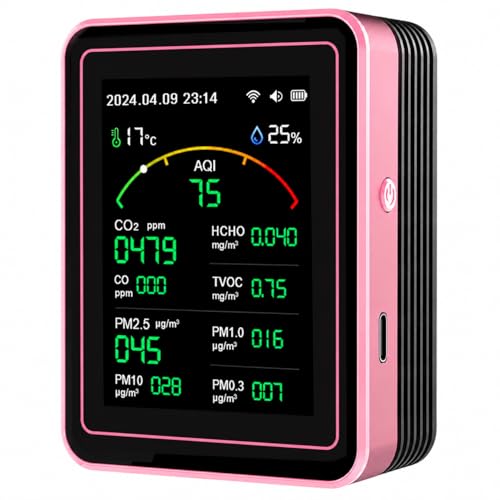 Professional 15-in-1 Air Quality Monitor with Smartphone APP - Dual Chip - Sensors Detect CO2 PM2.5/PM10 HCHO TVOC | Real-Time AQI Alerts & Custom Thresholds | for Home Car Office Plants Pets