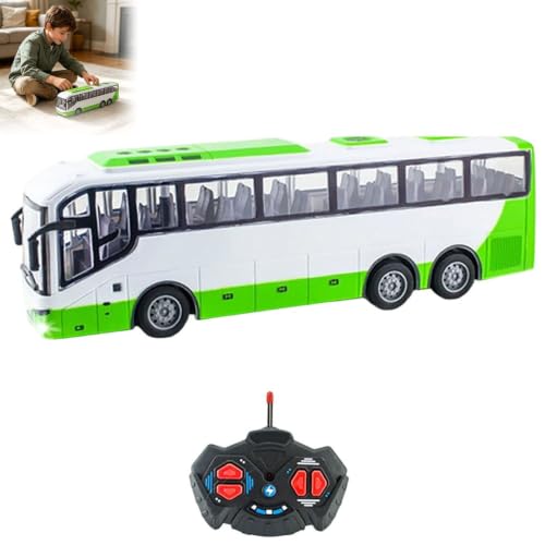 Autobús teledirigido inalámbrico a escala de simulación, vehículo grande color verde