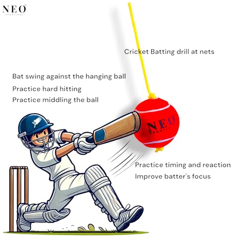 Image of Heavy Tennis Red Hanging Ball|| Cricket Batting Drills and Knocking|| 80-120 Grams|| Pack of 1