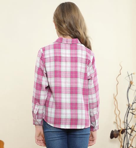 Image of SANGTREE Women and Girls Long Sleeve Flannel Casual Button Down Plaid Shirt