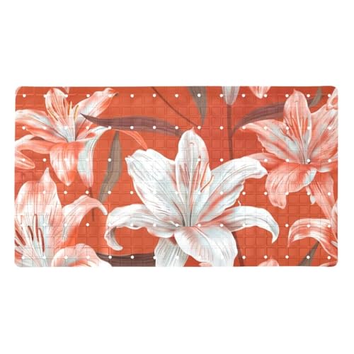 Tapis de bain antidérapant Art Lilies extra long séchage rapide pour la douche
