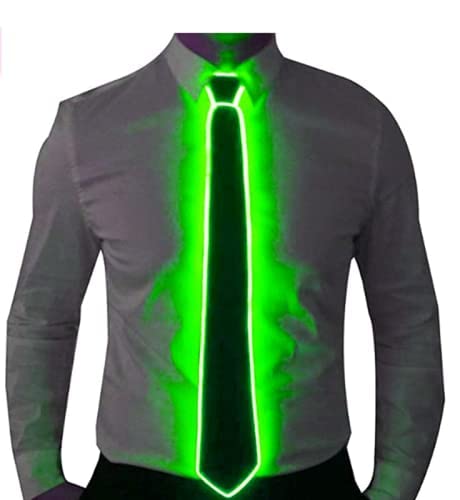 Cravate lumineuse, cravate lumineuse, cravate néon à LED, cravate lumineuse à LED, cravate fantaisie cool pour fête (Vert)