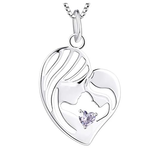 YL Moeder en dochter ketting 925 Sterling Zilver hart juni geboortesteen Alexandrite hanger ketting cadeaus voor moeder vrouwen, 45-48 CM