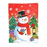 Newhomestyle Weihnachts-Schneemann-Decken, Schneeflocken-Weihnachtsbaum Leichte Anti-Pilling-Flanell-Decke, 150X125 cm Weiche Überwurfdecke für Bett, Couch, Stuhl, Wohnzimmer, Schlafzimmer