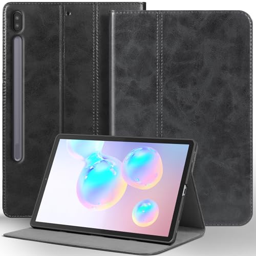 NANRUIL for Samsung Galaxy Tab S6 10.5 inch Case 2019 Model(SM-T860/T865/T867) Genuine Leather Cover Protective Shell Auto Wake/Sleep.Black