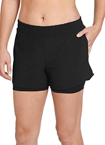 Jockey Short feminino Performance 2 em 1, Preto, M