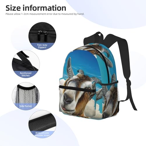 Sac à dos polyvalent imprimé chèvre bleue idéal pour les sorties citadines - 5