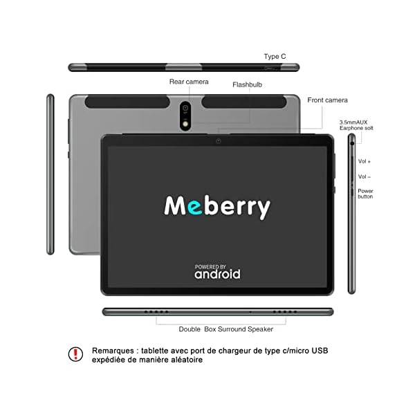 MEBERRY Tablet 10 Zoll HD IPS Android 10 Pro 8-Kern 1.6 GHz 4 GB + 64 GB 128 GB erweiterbares Tablet - Google GMS… – Bild 3