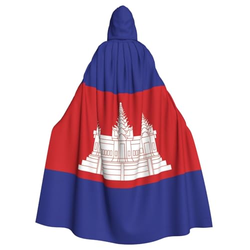 WFUUGNJ Cambodian Flag Hooded Cape Cloak for Men Women Halloween Robe Party Cosplay Costume Patriotic Decoration