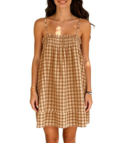 Image of Women Boho Floral Mini Cami Dress Spaghetti Strap Flowy Sling Dress Graphic Backless Summer Holiday Sundress