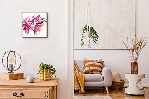 Horloge Murale sans tic-tac anti-bruit Horloge sur Toile 30x30cm Salon Fleurs
