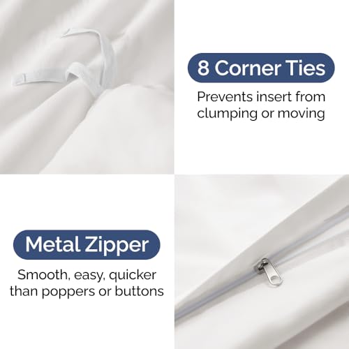Image of Duvet Cover Super King Size Set - Extra Soft Super King Duvet Cover 108 inch x 98 inch with 2 Pillow Shams for Women, Men, Kids & Teens - Comfy, Cozy, Hotel Luxury with Zipper Closures & Ties (Antique White)