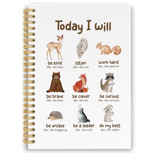 XPH Inspirational Animals Spiral Notebook, Motivational Journaling Notebooks for Note Taking, Animal Hardcover Journal for Writing 160 Pages 5.5 x 8.3 Inch, Positive Affirmation Gifts for Women Men