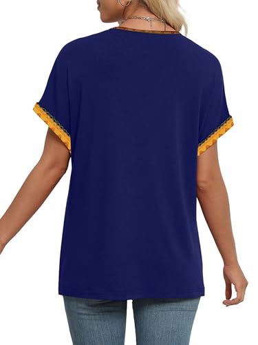 Image of WIHOLL Womens Summer Tops Short Dolman Sleeve Shirts 2026 Fashion V Neck Outfits Clothes