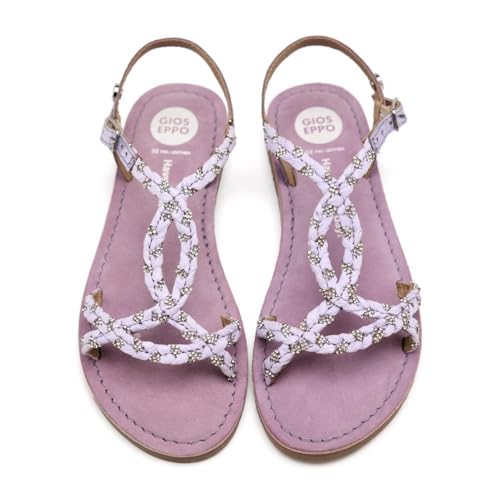 Gioseppo| Sandalias planas piel WENHAM| Plantilla acolchada| Cierre hebilla mujer||Lila|Talla 31
