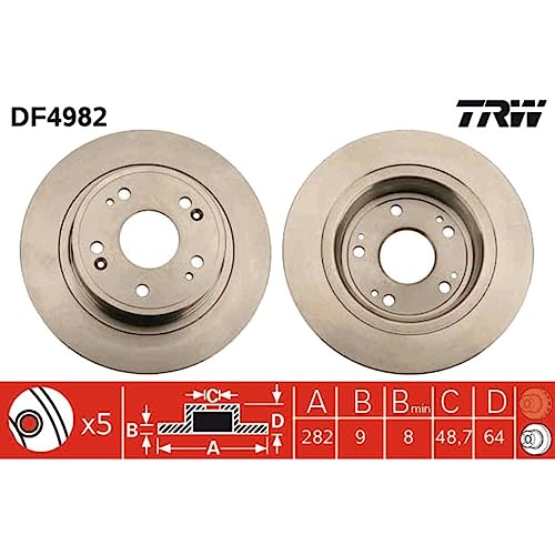 TRW DF4982 jeu de disques de frein finition premium longévité mécanique - 3