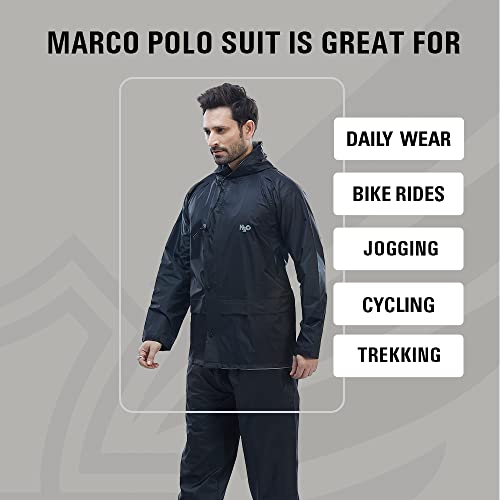 Image of Reliable Rainwear H2O Marco Polo Suit | Raincoat For Men Waterproof | Rain Jacket For Bike Rides | High Neck Collar & Attached Hood