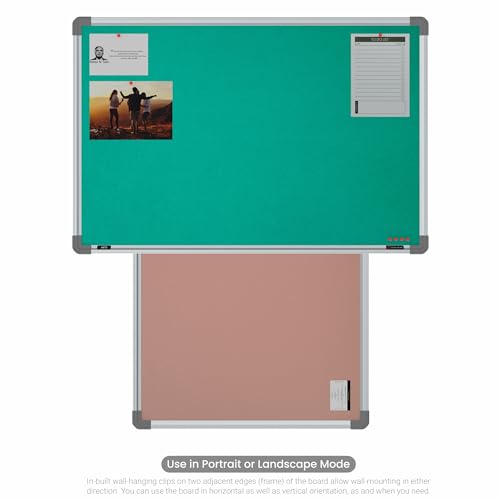 Image of Scholar Art Metis 2x3 Feet Fabric Pin Board for Wall & Study Table | Vibrant & Versatile Crape Cloth + High Density Soft Board for Pinning Photos, Sticky Notes & Reminders (Emerald Green)