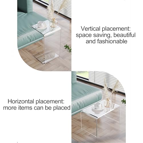 Mesa auxiliar de acrílico de 60 cm transparente en forma de C para sofá y espacios pequeños 4
