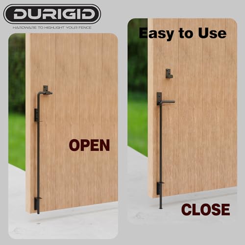 Image of 24 Inch Gate Cane Bolt Gate Ground Drop Rod, Heavy Duty Drop Rod Gate Latch for Wooden Vinyl Fence, Black Finished Cane Bolts for Gates, 2 Pack