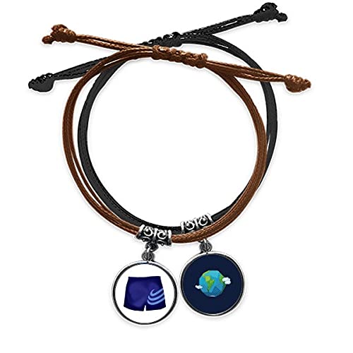 Pulsera de cuerda con patrón azul y cuero el detalle perfecto para regalar