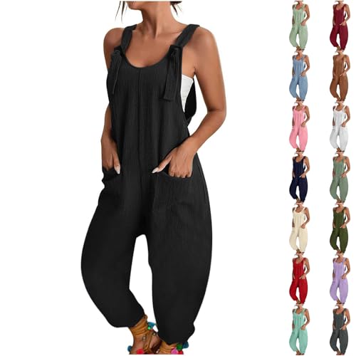 Générique Salopette Femme D Ete Fluide - Pour En Courte Combinaison Sans Manches Débardeur À Bretelle Décontractée Pantalon Bretelles Léger Et Confort...