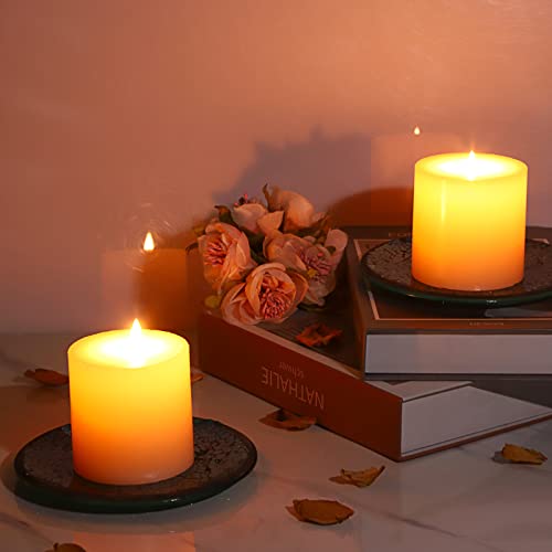 BSTKEY Set of 2 Mosaic Glass Candle Plates, Decorative 15CM Round Candle Plate Holder Pillar Candle Holder, Tealight Candle Mat Cup Plate Coasters (Blue) - Image 4