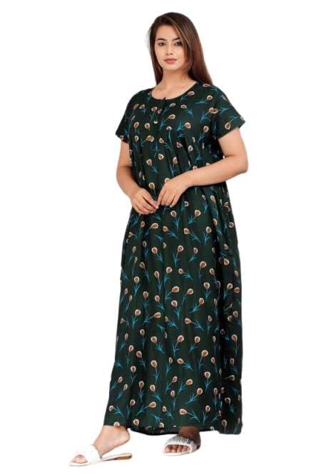 Women Flower Printed Casual Wear Cotton Nighty - Gown-MFNT5001-image-26