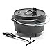 Wiltec Dutch Oven 2l mit Untersetzer und Deckelheber, Kochtopf aus Gusseisen für Lagerfeuer und Camping