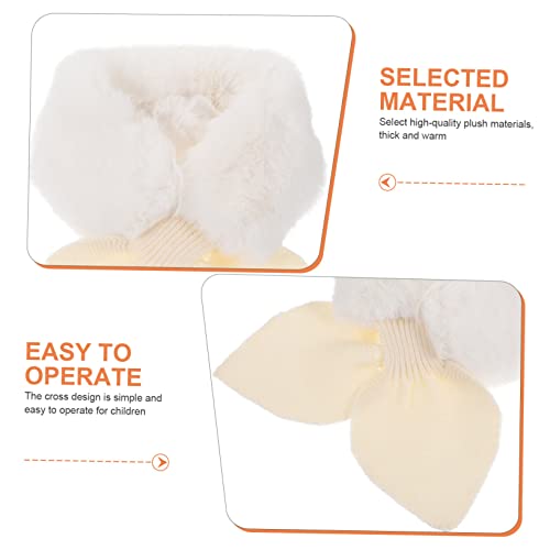 LIFKOME Plush Cartoon Winter Scarf for Boy Girl Thick Warm Neck Warmer Beige Soft Faux Rabbit Fur for Skiing School and Daily Wear Holiday Boys and Girls3