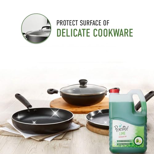 Image of Amazon Brand - Presto! Dishwash Gel | Lime | 5 Litre Refill Can | Dishwash Liquid | Cuts Through Grease | Safe On Hands