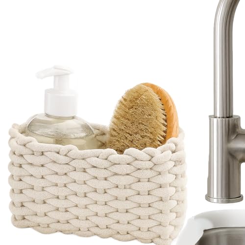 Aufbewahrungskorb aus Baumwolle,19x15x12cm Geflochtener Korb,Körbchen,Korb geflochten,Organizer für Badezimmer,Wäsche & Wohnaccessoires-Schwarz
