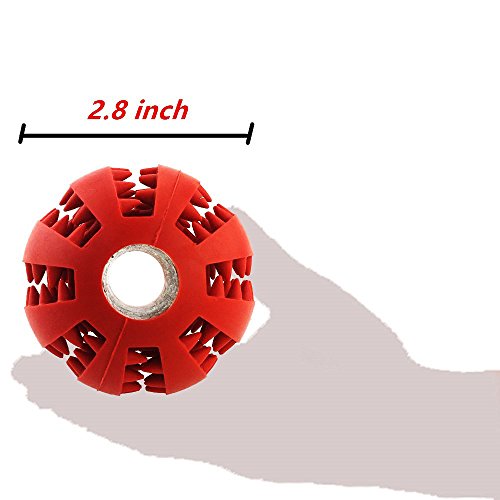 Aduck Durable Dog Ball Toys For Aggressive Chewers Teething Cleaning [Dental Treat] [Bite Resistant] Natural Soft Bouncy Rubber Ball Toys For Pet Iq Training Playing And Chewing -2.8 Inch (Fire Red) #TOP5