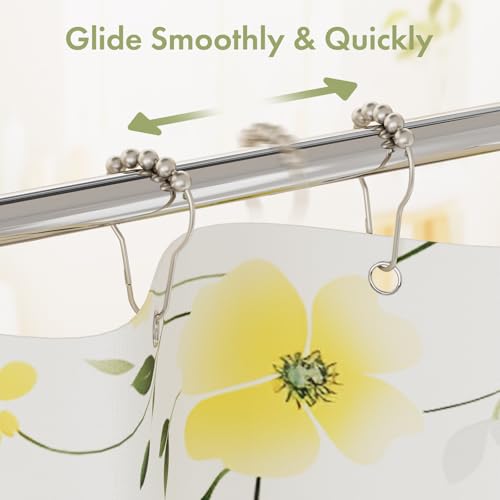 Image of Amazer Decorative Shower Curtain Hooks, Shower Curtain Hooks Rust Proof Stainless Steel Shower Curtain Hooks, Shower Hooks for Shower Curtain Bathroom 12PCS, Matte Nickel