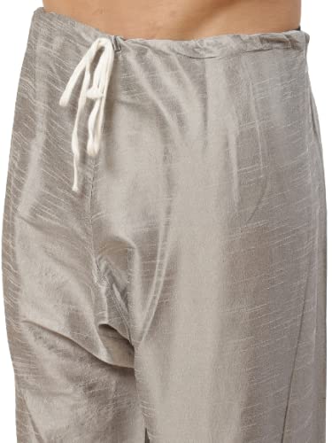 Image of SOJANYA (Since 1958, Men's Silk Blend Grey Kurta Pyjama & Silk Blend Jacket Combo