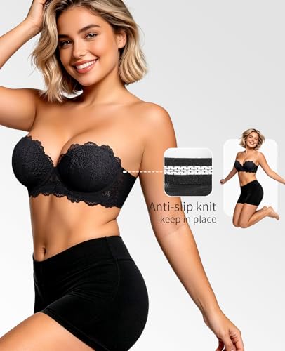 Image of Plusexy Women's Push Up Strapless Bra Padded Wire Convertible Multiway Bras