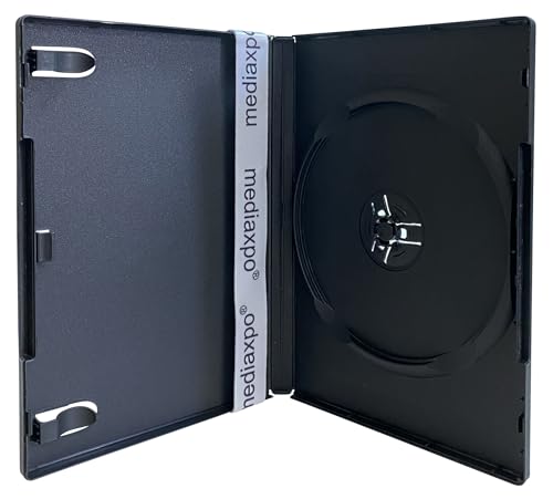 Mediaxpo Standard Black Single DVD Cases 14MM - Eco-Friendly, Secure Locking Mechanism, Durable Tab Holders - Machinable Quality for Optimized Production (Pack of 100)