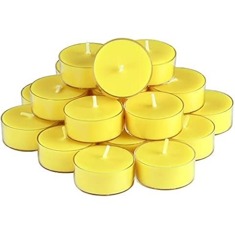 DEYBBY Lemon Scented Soy Wax Tealight Candles Set of 24 Cover