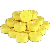 DEYBBY Natural Lemon Scented Soy Wax Tealight Candles Bulk, Aromatherapy Luxury Tea Candle Set of 24-4 Hour Burning Great Gift
