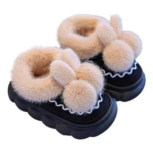 Kids Plush Fuzzy Non-Slip Slippers Girls Boys Cute Bunny Warm Winter Footwear Full Wrapped Shoes Indoor Outdoor